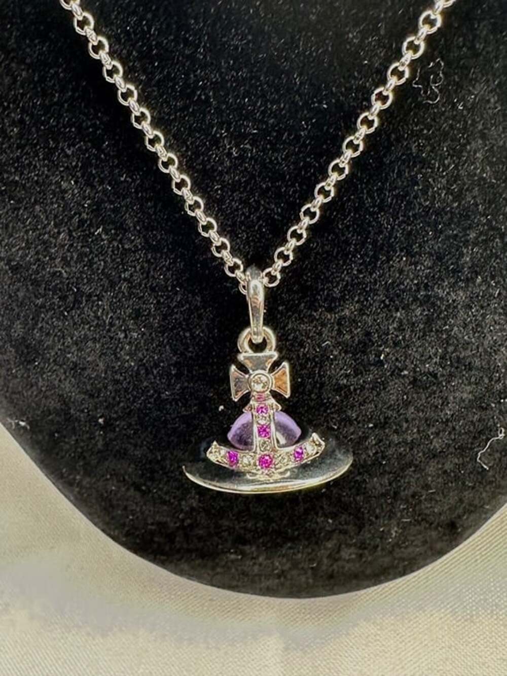 Vivienne Westwood Purple Orb Cross Pendant Necklace